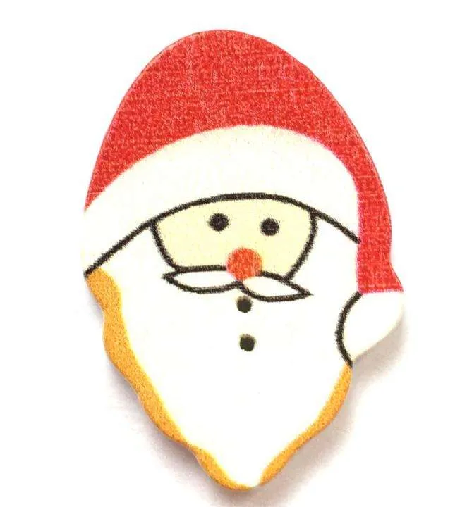 Holzknopf Weihnachts-Nikolaus Weiß 2-Loch – Weihnachtsknopf – HK-109