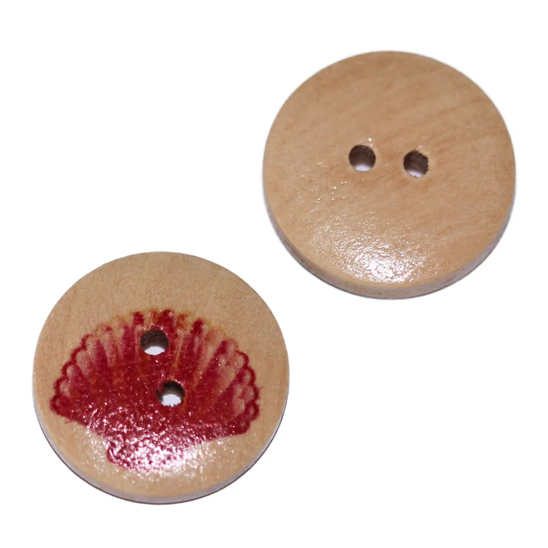Kinderknopf Muschel Rot 20 mm – Holzknopf KK-67-3