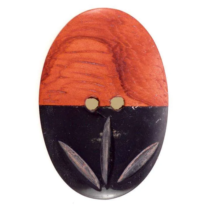 Holzknopf Muster Schwarz/Orange 2-Loch – HK-211