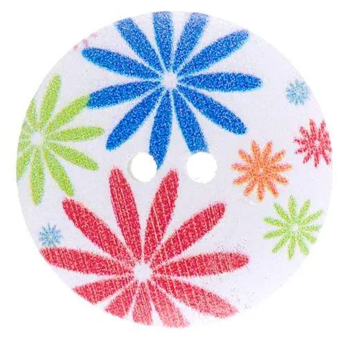 Holzknopf Blumen Bunt 2-Loch – HK-286