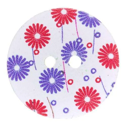 Holzknopf Blumen Bunt 2-Loch – HK-287