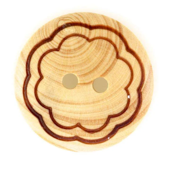 Holzknopf Blumen Braun 2-Loch – HK-100
