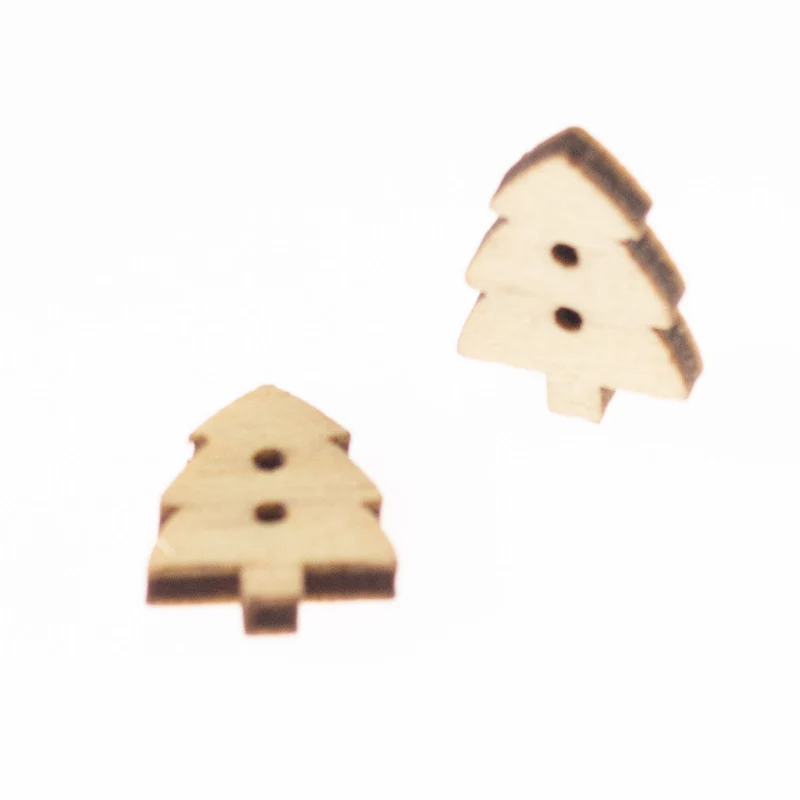 Holzknopf Weihnachts-Tannenbaum Creme/Natur 2-Loch – Weihnachtsknopf – HK-304-10