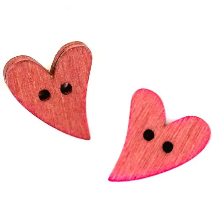 Holzknopf Herz Rosa/Pink 2-Loch – HK-47-ROSA