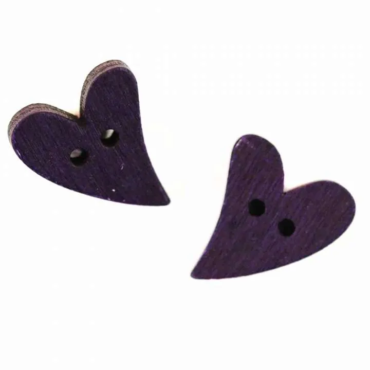 Holzknopf Herz Lila 2-Loch – HK-47-LILA