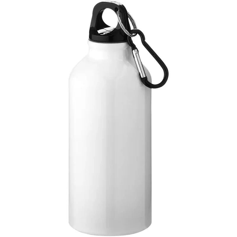 Oregon 400ml RCS-zertifizierte Trinkflasche aus recyceltem Aluminium mit Karabinerhaken - Weiß