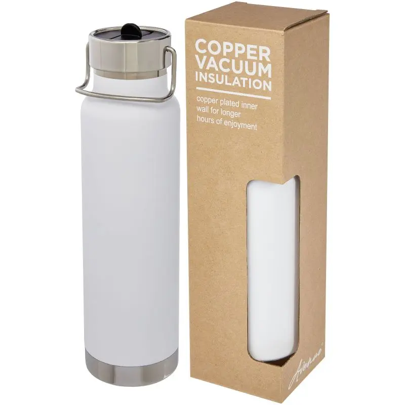 Thor 750 ml Kupfer-Vakuum Sportflasche mit Trinkhalm - Weiß