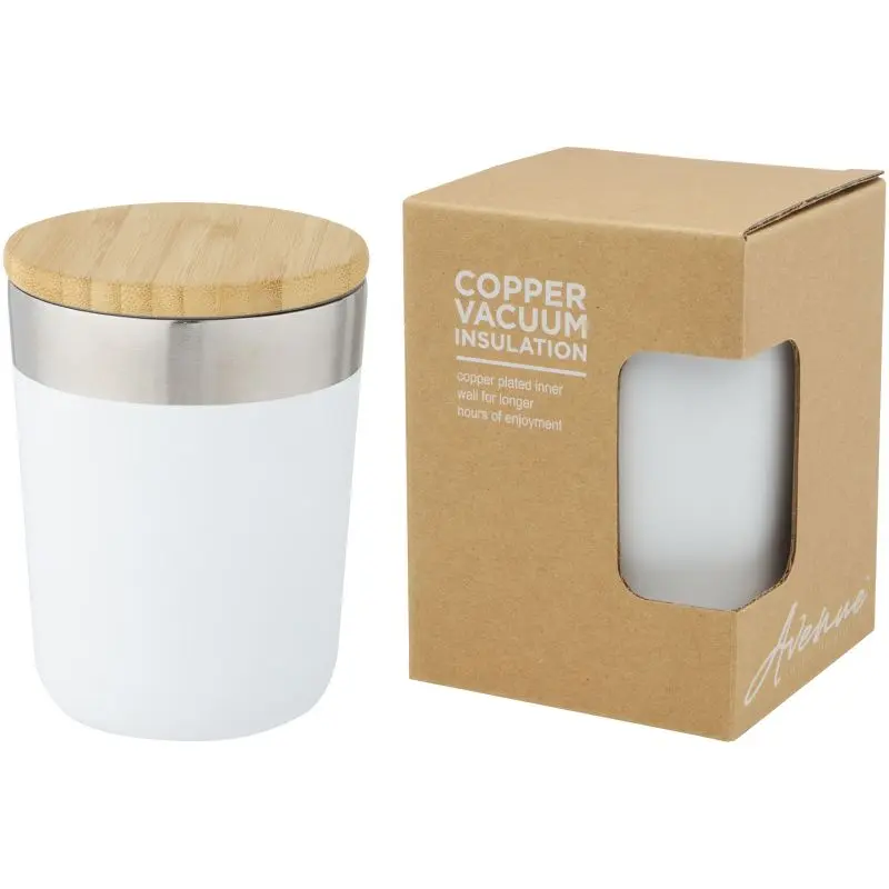 Lagan 300 ml Thermo-Trinkbecher, Kupfer, Bambusdeckel - Weiß