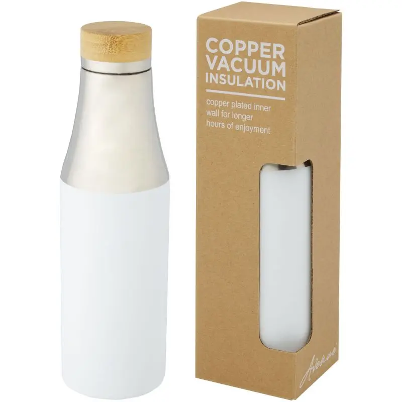 Weiß Hulan 540ml Isolierflasche mit Bambusdeckel, Kupfer-Vakuum