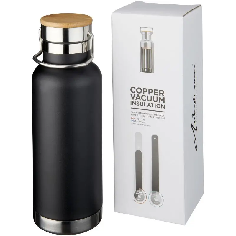 Thor 480 ml Kupfer-Vakuum Isolierflasche – Schwarze Thermoflasche für unterwegs