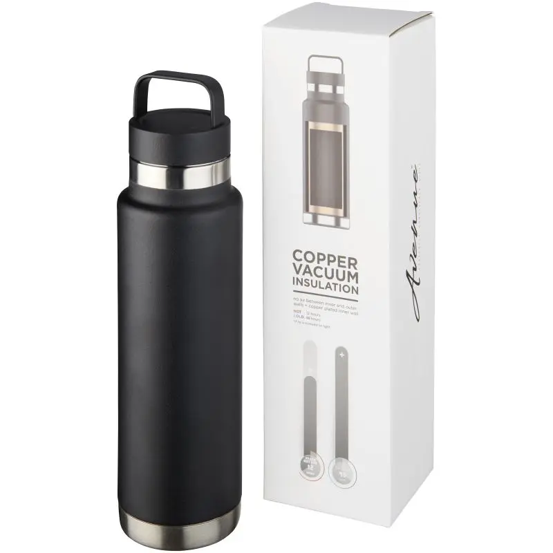 Colton 600ml Kupfer-Vakuum Isolierflasche in Schwarz - Hält Getränke stundenlang heiß/kalt