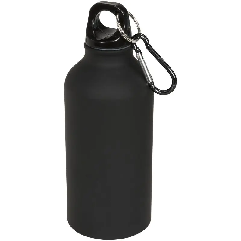 Oregon Matte Trinkflasche 400 ml, Schwarz, mit Karabiner, Praktisch