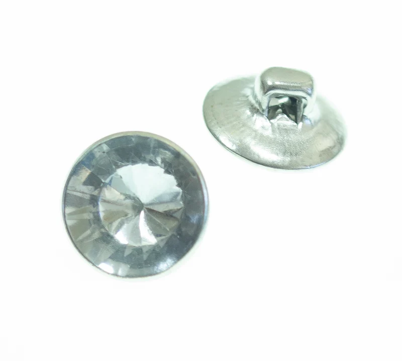 Knopf Acryl-Strass Silberfarben – Kunststoffknopf BL-63