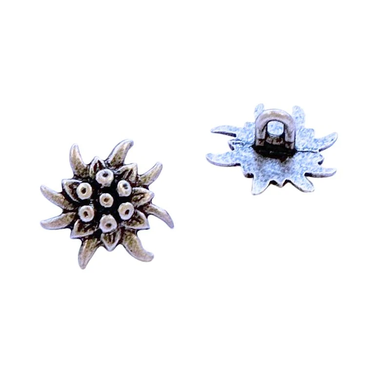 Trachtenknopf Edelweiß Silberfarben 18 mm – Metallknopf TK-12