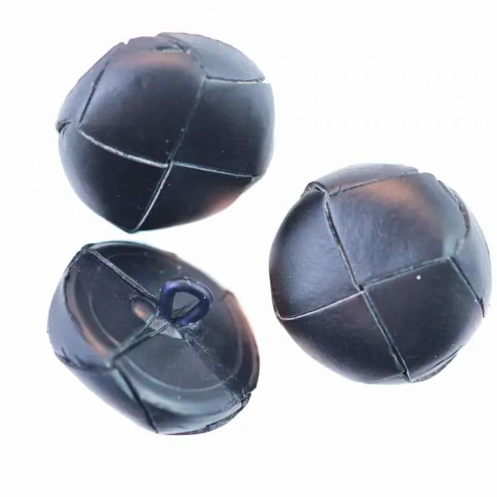Lederknopf Dunkelblau mit Öse – Leinknopf LE-19