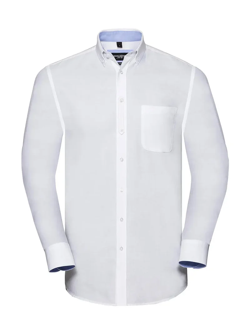 Herren Langarm Oxford-Hemd mit maßgeschneidertem, gewaschenem Design