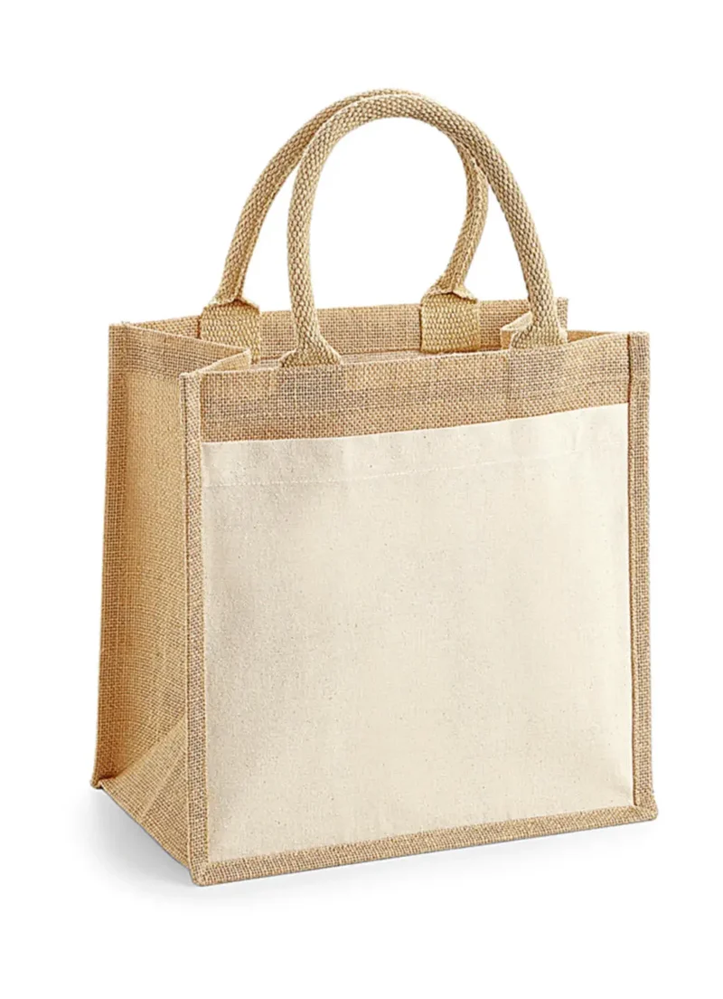 Baumwolltasche mit Jute und praktischer Fronttasche