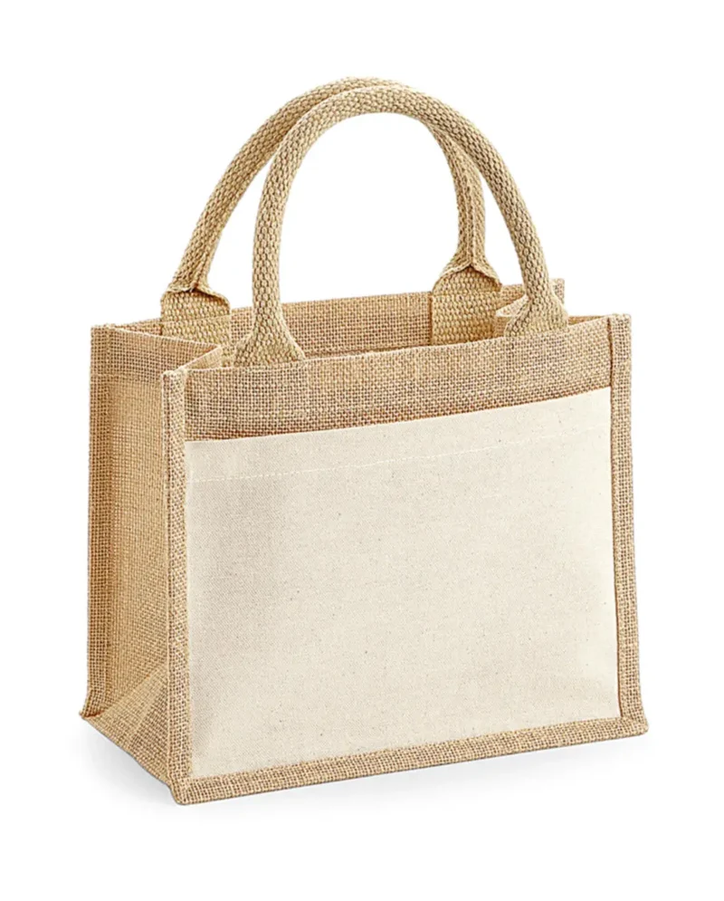 Baumwoll-Jute-Geschenktasche mit Tasche