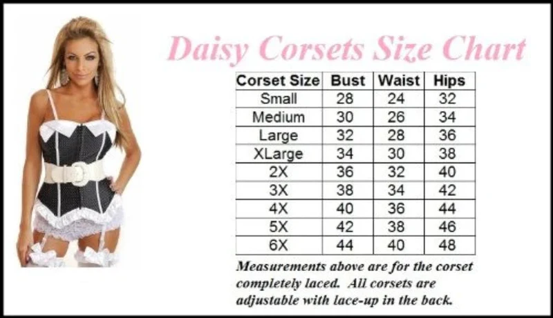 Daisy Corsets IS-D-22 Burlesque-Korsett für Damen – Größe 3–4X, Schwarz & Pink, Schnürung am Rücken