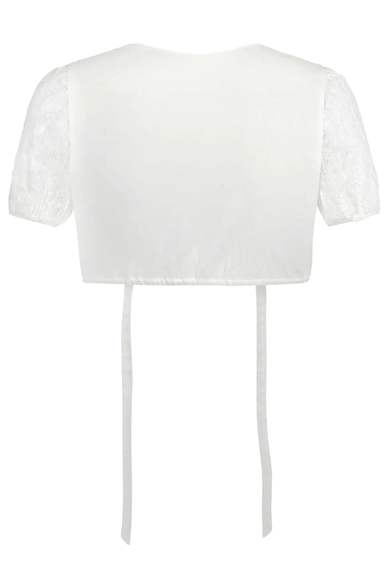 Dirndlbluse Rundhalsausschnitt mit Schlingenverschluss