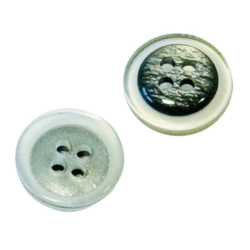 Perlmuttimitatknopf Grau/Transparent 4-Loch – PLI-34-Transparent
