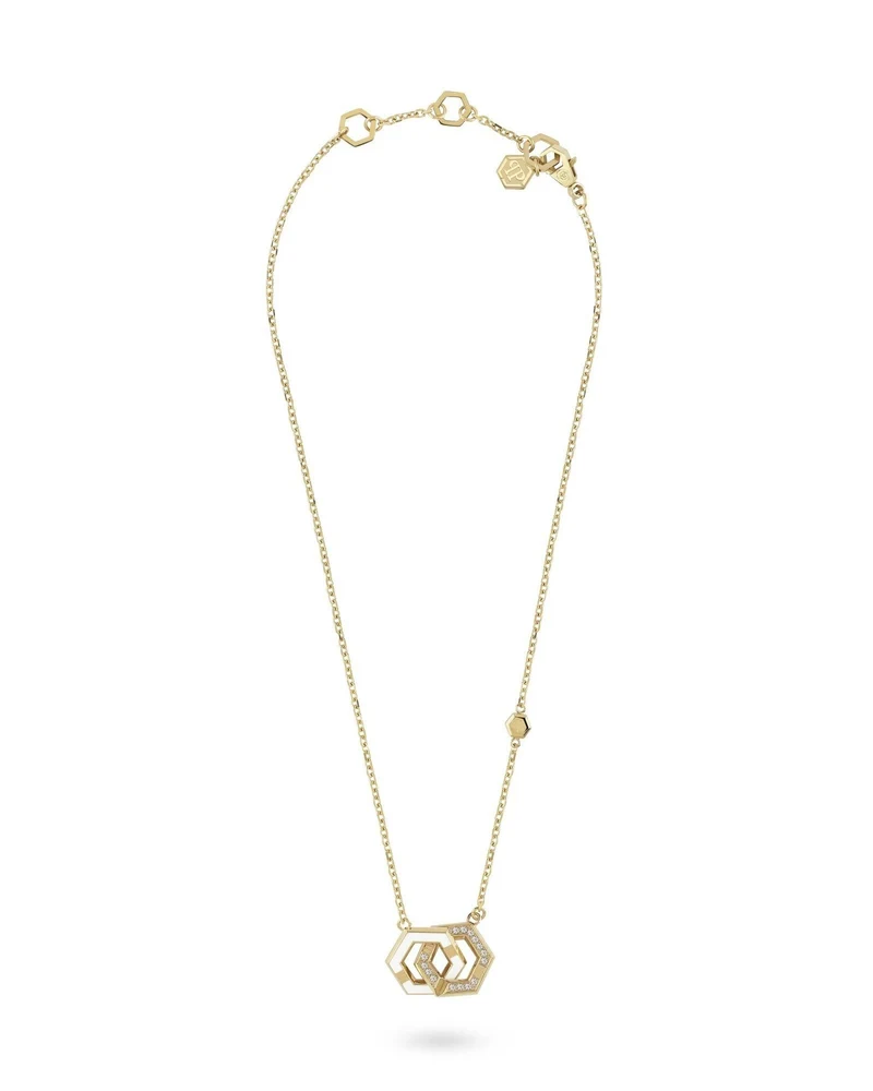 Philipp Plein Kette mit Anhänger Damen Hexagon Crystal Gold PJREA15NU