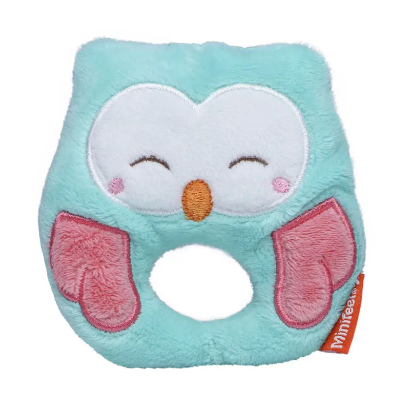 MiniFeet Eule mit Rassel - Türkis Plüsch-Eule Spielzeug mit Geräuscheffekt Deko & Geschenk