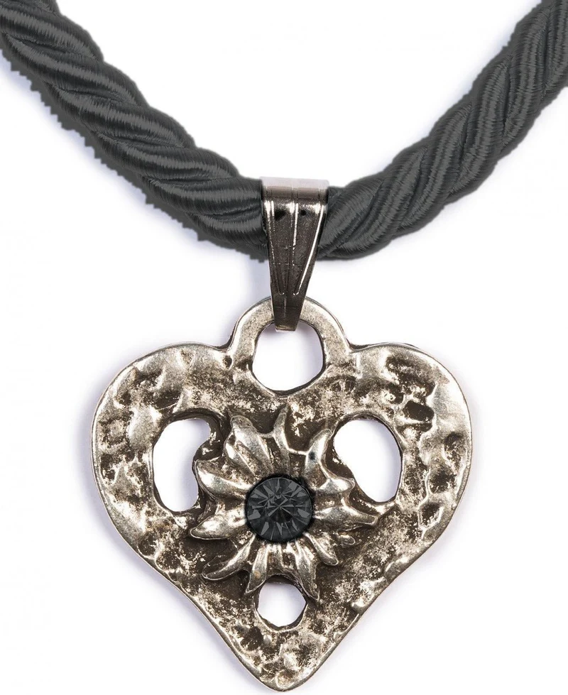 Kordelkette Herz mit Stein