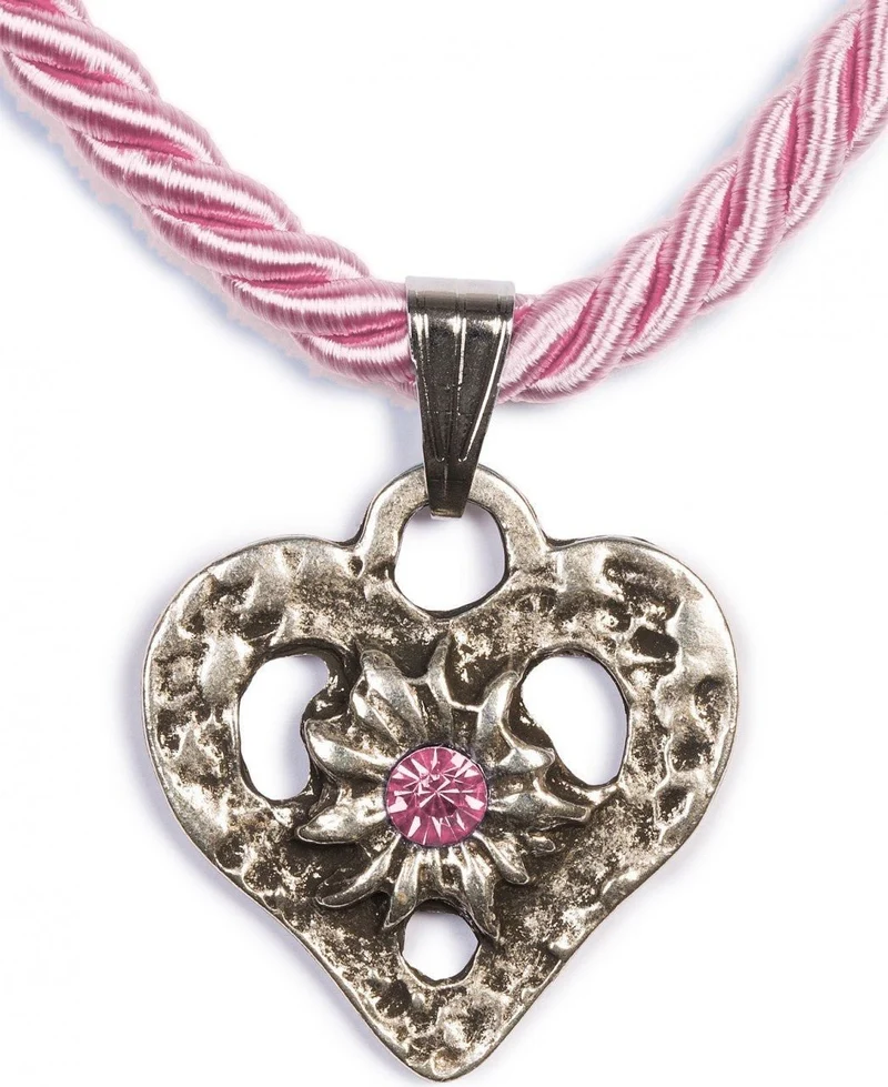 Kordelkette Herz mit Stein