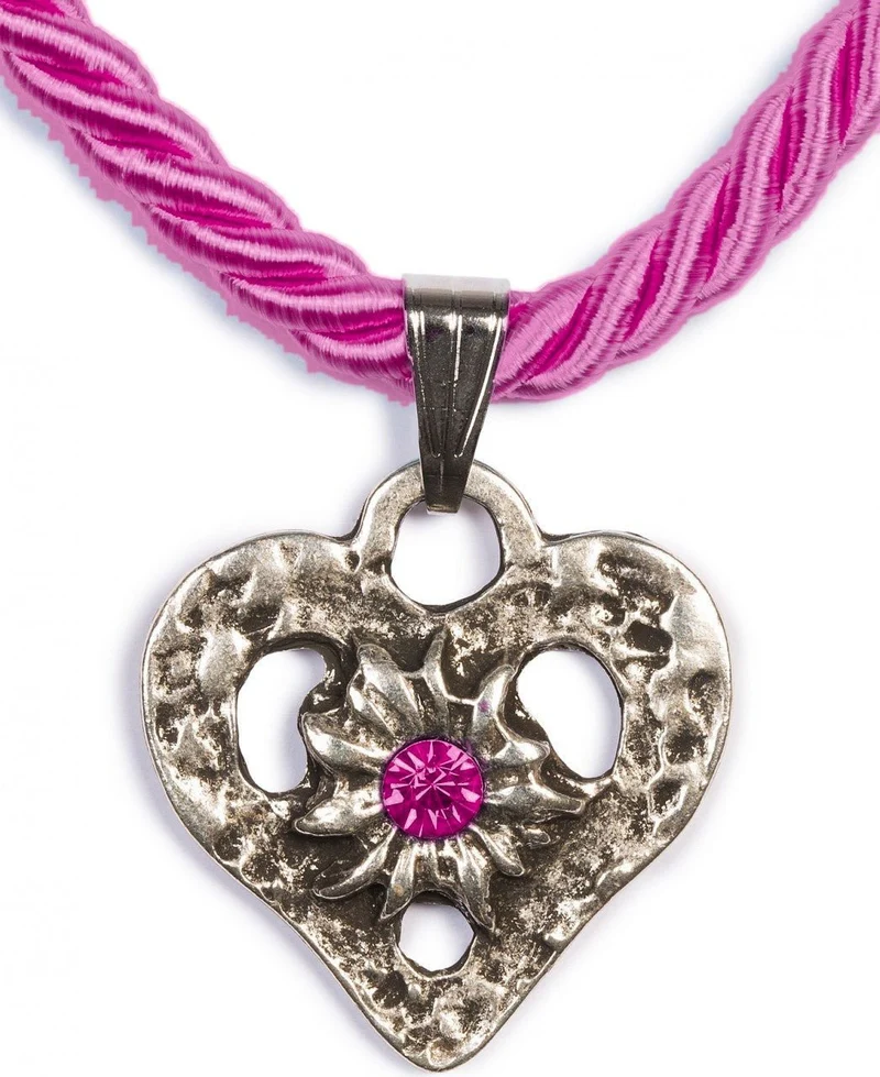 Kordelkette Herz mit Stein