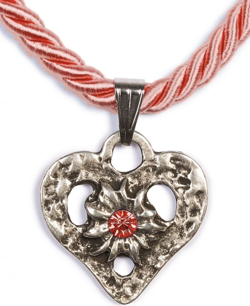 Kordelkette Herz mit Stein