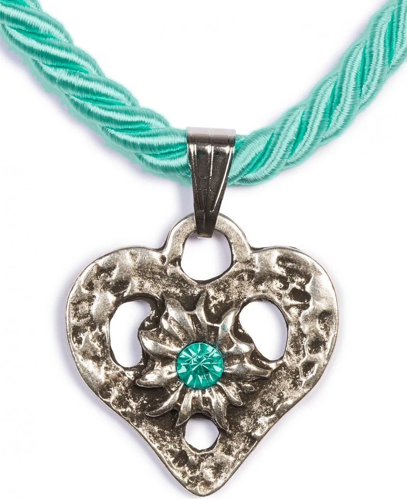 Kordelkette Herz mit Stein