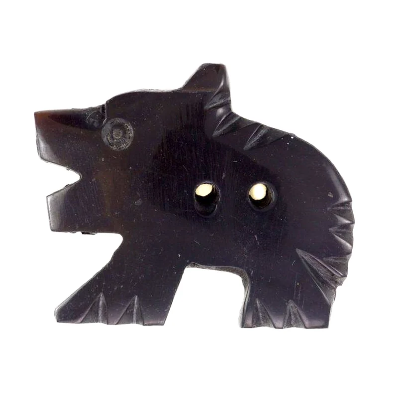 Hornknopf Löwe Schwarz 2-Loch – HK-128-LOEWE