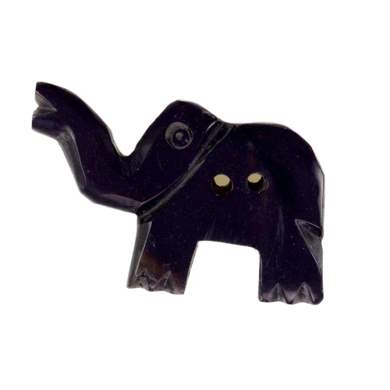 Hornknopf Elefant Schwarz 2-Loch – HK-132-ELEFANT