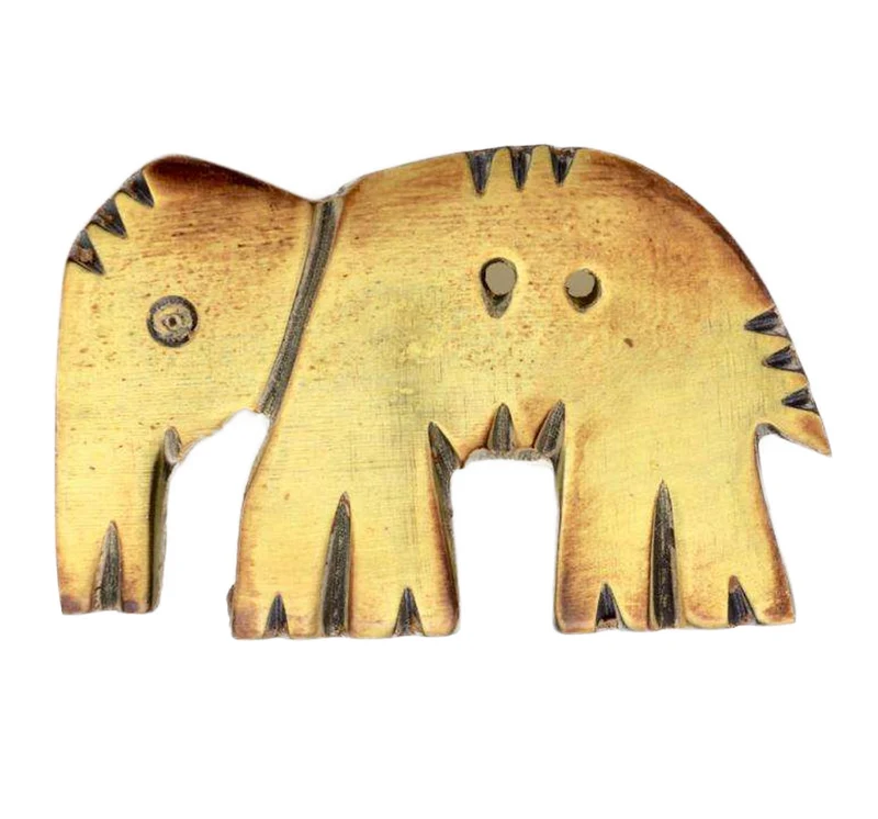 Hornknopf Elefant Braun 2-Loch – HK-131