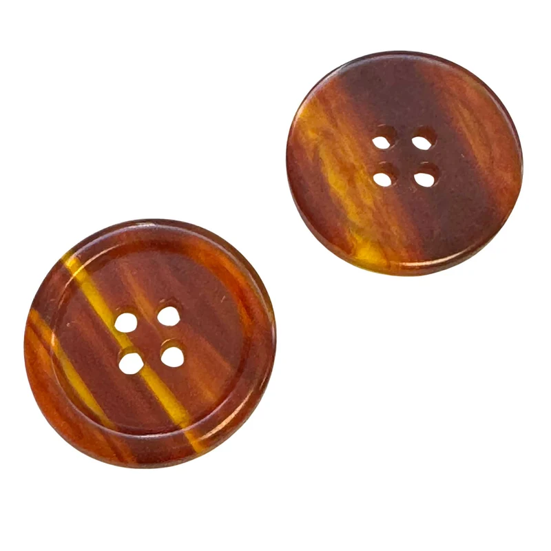 Knopf Rot-Braun Transparent 4-Loch – Hornimitatknopf KBR-33