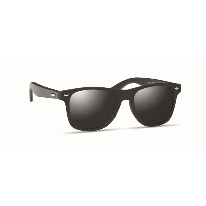 RHODOS Schwarze Sonnenbrille mit Bambusdetails - Elegant & Nachhaltig