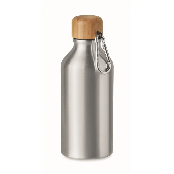 AMEL Mattsilberne Aluminium-Trinkflasche, 400 ml, Kompakt