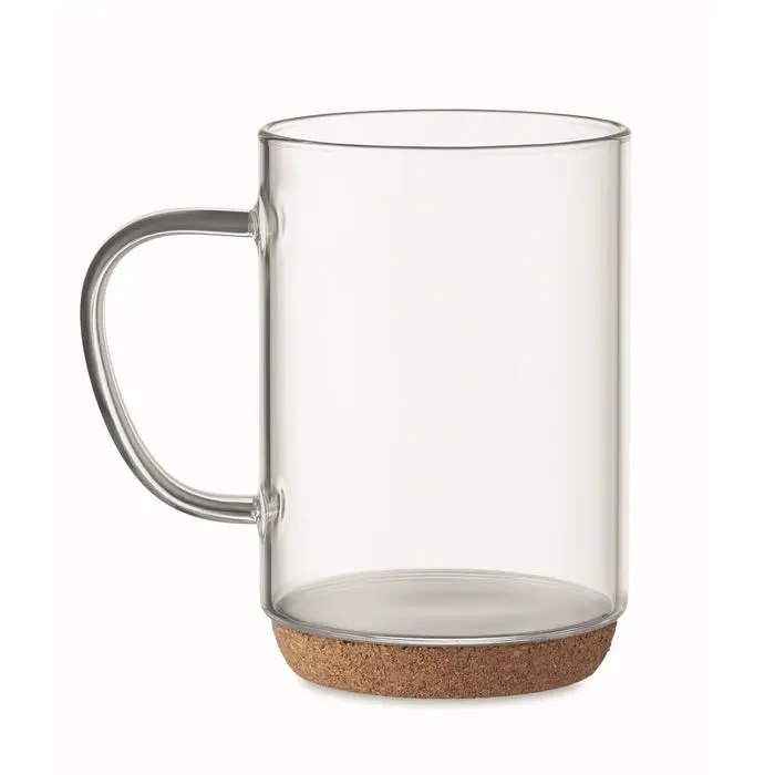 LISBO Transparenter Glasbecher mit Kork, 400ml - Stilvoll & Praktisch