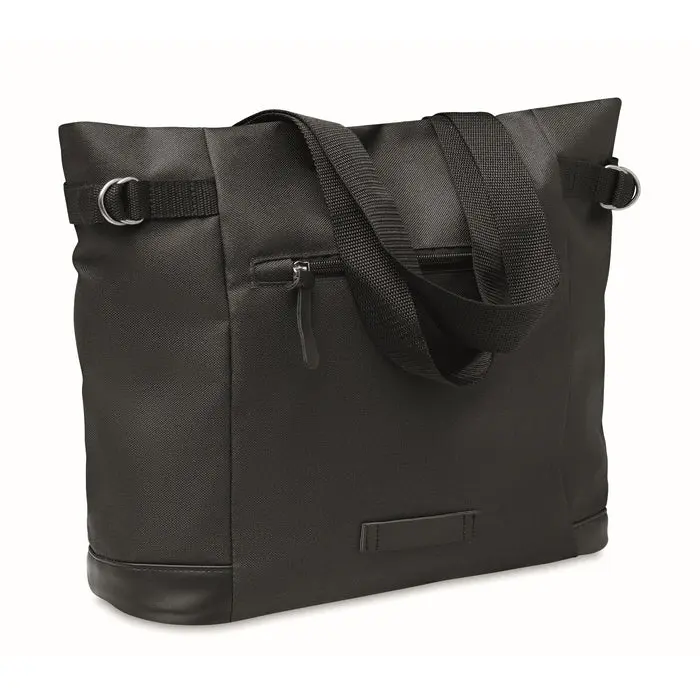 Entdecken Sie die Einkaufstasche 600D RPET DAEGU BAG – schwarz, robust und umweltfreundlich