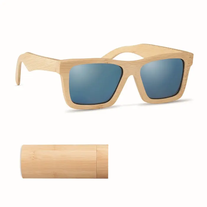 WANAKA Sonnenbrille mit Köcher in Holzoptik, Stilvolle UV-Schutzbrille