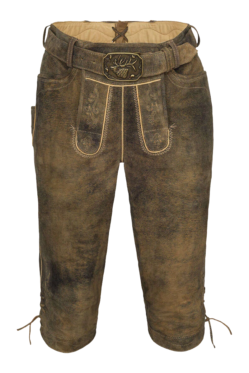 Herren Trachten-Lederhose Kniebund mit Gürtel
