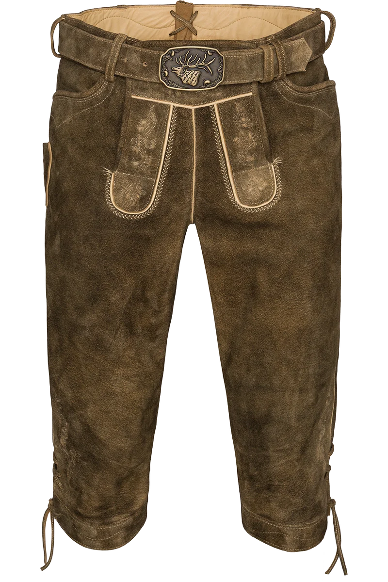 Herren Trachten-Lederhose Kniebund mit Gürtel