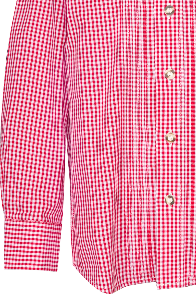Kinder Trachtenhemd kariert mit Stehkragen und Biesen