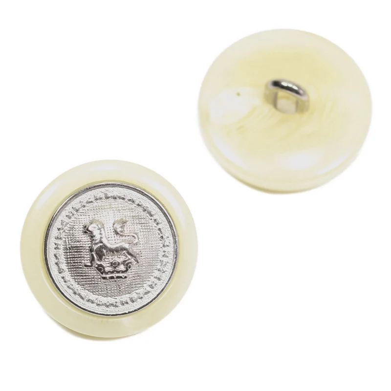 Metallknopf Wappenmotiv Löwenwappen Creme/Natur – Trachtenknopf MK-370S-6