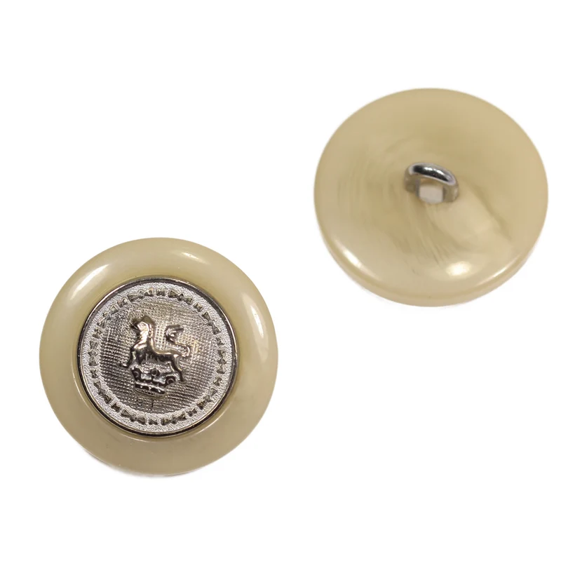 Metallknopf Wappenmotiv Löwenwappen Silber-Beige – Trachtenknopf MK-370S-4