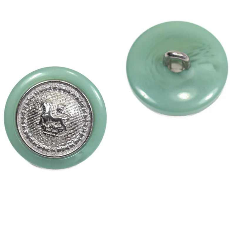 Metallknopf Wappenmotiv Löwenwappen Silber-Grün – Uniformknopf MK-370S-12