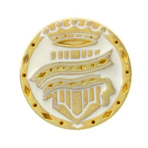Metallknopf Wappenmotiv Gold-Weiß – Trachtenknopf MK-342WG