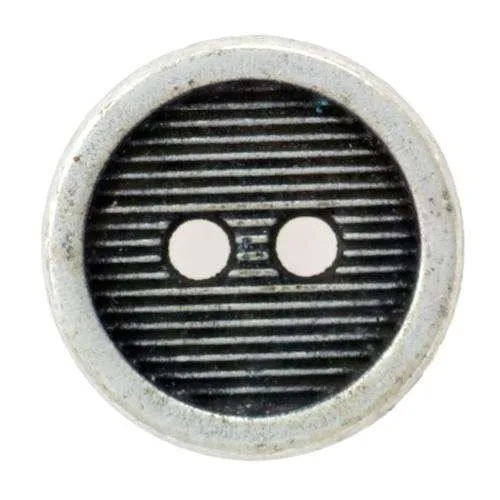 Metallknopf Streifenmuster Muster Silber-Grau – 2-Loch MK-140S