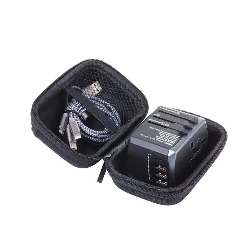 Troika Globales Reiseadapter-Set WORLD TRAVEL - Zweifarbig Grau/Schwarz